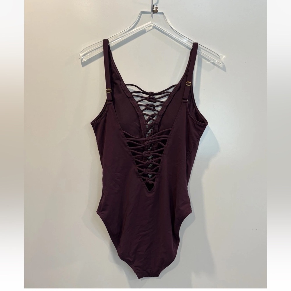 Bleu Rod Beattie Tiered Knots Purple One Piece Swimsuit Womens‎ Size 12 (683) - Picture 4 of 6